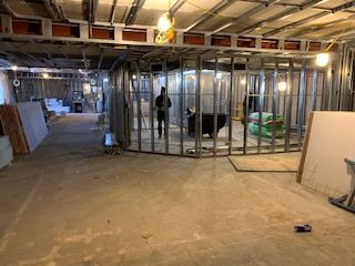 In order to save time we overlapped many of the trades; hvac technicians and pipe fitters working concurrently on one side while our awesome carpenters kept framing on the other side.