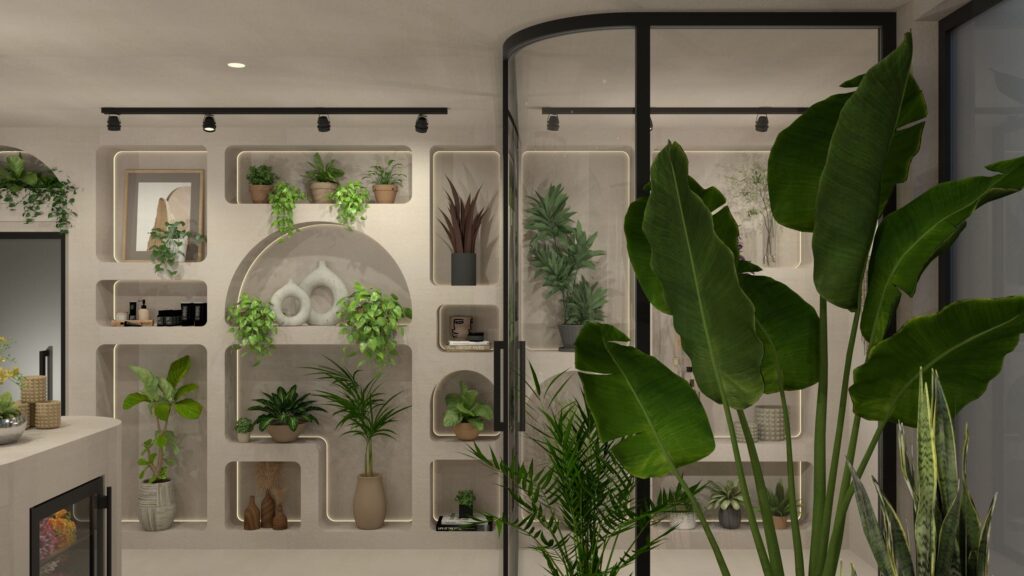 plants interior design rendering
